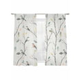 thumbnail image 2 of Vintage Botanical Semi Sheer Curtains 63 Inch Length 2 Panels Set, Birds Branch Watercolor Leaf Sheer Kitchen Curtain Privacy Voile Window Curtain for Living Room Bedroom Rod Pocket Drapes, 2 of 7