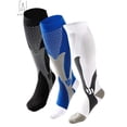 thumbnail image 3 of Gustave 3 Pairs Compression Socks for Men Women 20-30mmHg BEST Medical Sport Nursing Varicose knee high Socks Athletic Socks for Marathon,Soccer,Travel & Flight "Black+Blue+White,XXL", 3 of 10