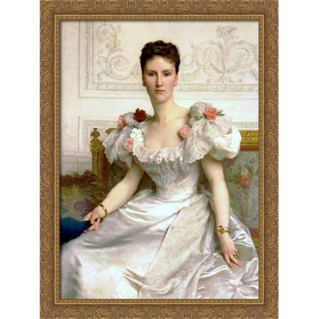 Solid Gold Madam Madam the Countess of Cambaceres 28x36 Large Gold Ornate Wood Framed Canvas Art by William Adolphe Bouguereau ()