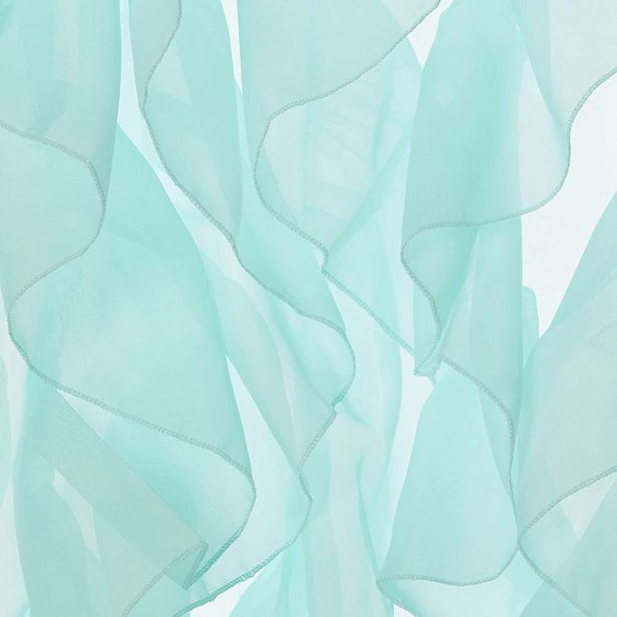 Diamond Home Cascade Window Panel Sheer Voile Vertical Ruffled Waterfall Curtains, 2 Piece Set (50"W x 95"L, Sea Blue)