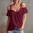 thumbnail image 2 of WEIWEN T Shirts for Women Plus Size Graphic Tee Dressy Casual Cotton Linen Top Loose Fit V Neck Short Sleeve Summer Blouse RD1, XXL, 2 of 5