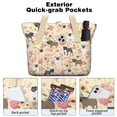 thumbnail image 2 of Tote Bag for Women - Pugs and Flowers Shoulder Bag - Large Utility Work Duffle Bag with Zipper Handbag for Travel, Work, Sprots, 2 of 5