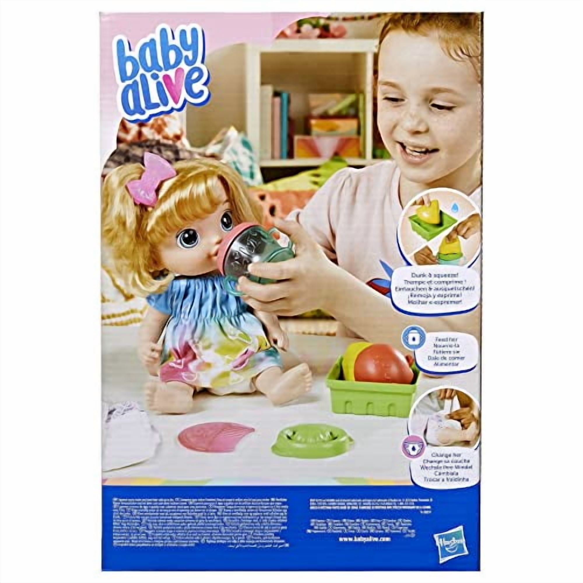 Baby Alive Fruity Sips Doll, Apple, Pretend Juicer Baby Doll Set, Kids 3 and Up, Blonde Hair