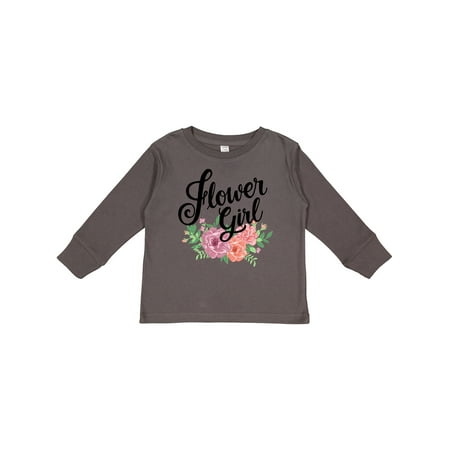 

Inktastic Flower Girl Hand Lettering with Flowers Illustration Gift Toddler Toddler Girl Long Sleeve T-Shirt