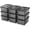 Clear Blank, variant on 9-pack clear small plastic storage bins with khaki safety lids and black latch locks, durable stackable nestable organization containers, 6 quarts