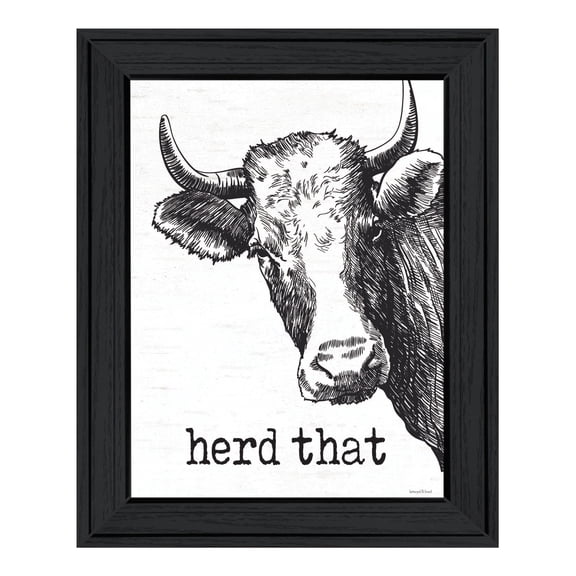 Trendy Decor 4U "Herd That" Framed Wall Art, Modern Home Décor Black Framed Print for Living Room, Bedroom & Farmhouse Wall Decoration by Lettered & Lined 15"x19"