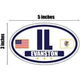 thumbnail image 3 of Flag of Illinois / American Flag Oval 3M Vinyl Bumper Sticker Decal | Navy & Gold Evanston, IL Sticker Vinyl Decal, 3 of 3