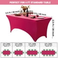 thumbnail image 4 of FOLINS&HOME Fuchsia 4FT Fitted Spandex Tablecloth, Waterproof Wrinkle Free Washable Elastic Table Cover for 4 Foot Rectangle Tables, Stretch Rectangular Table Cloth for Wedding, Banquet, Party, 4 of 8
