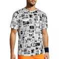 thumbnail image 3 of Vintage Newspaper T-Shirt Men Black White Streetwear Gym T Shirts Breathable Summer Hippie, 3 of 5