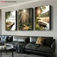 thumbnail image 4 of Set of 3 Frameless Canvas Wall Art Combinations - Modern Farmhouse, Bohemian Style, Minimalist Nature Prints - Serene Forest, Lakeside, Sunrise Boat Scenes - Living Room Decor - Christmas Housewarmi, 4 of 4