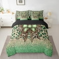 thumbnail image 4 of Manfei Wildlife Cheetah Hide 7-Piece Bedding Comforter Set,Cartoon Bow Knot King Bedding Sets,Green Gold Cheetah Pattern Bed Sheets For Kids,Super Cozy Room Decor Reversible, 4 of 8