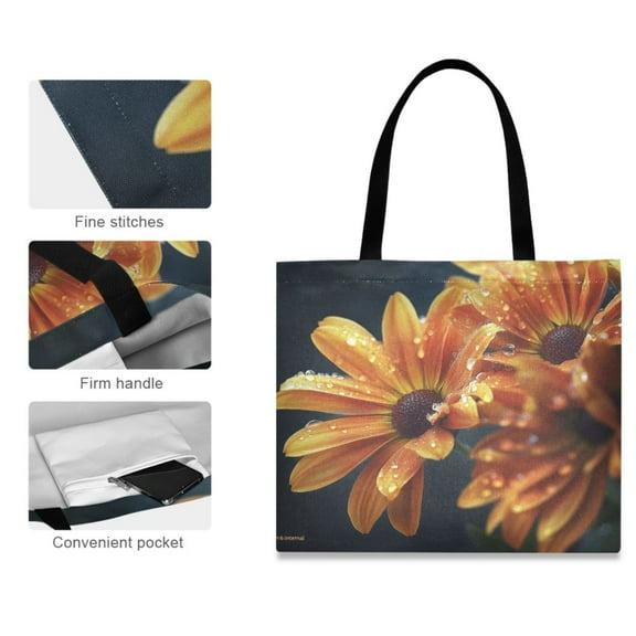 Canvas Tote Bag for Women Girls Design Print Radiant Orange Blossoms Tote