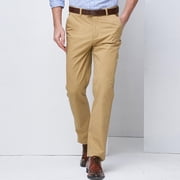 Chino Pants for Men Business Casual Straight Leg Classic Fit Suit Pants Solid Color Work Trousers with Pockets, Brown, L