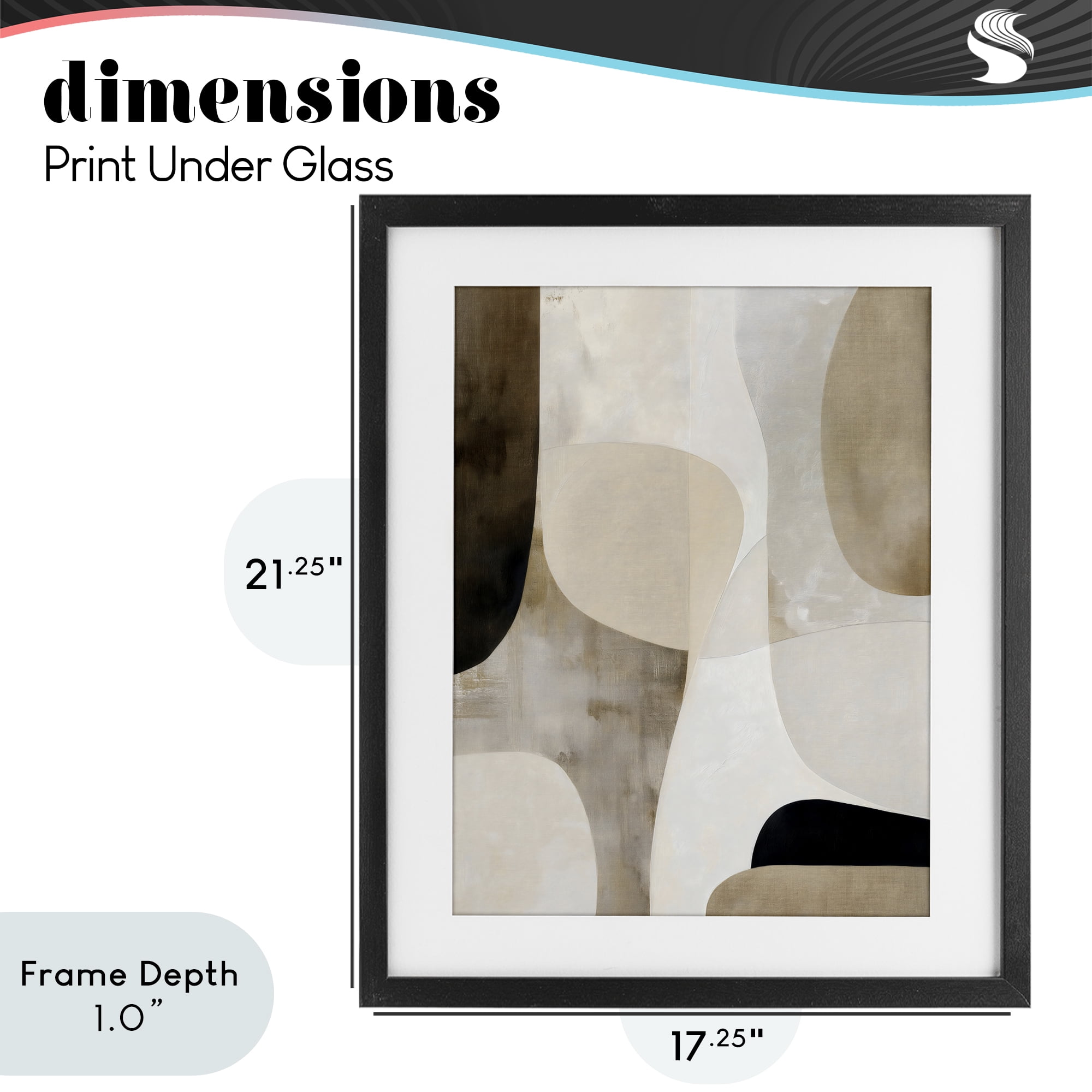 Stupell Industries Tan Shapes Organic Balance Black Framed Print Under Glass, design by Ink Drop Loft