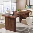 thumbnail image 1 of Tribesigns 6.5 ft Conference Table for 4-6 People, Brown Rectangle Meeting Table with Reinforced MDF Top and Black Metal Legs, Office Seminar Training Table, 1 of 5