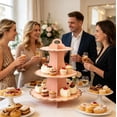 thumbnail image 4 of BiFandian 3-Tier Cardboard Cupcake Stand, Scalloped Edge Disposable Dessert Holder with Carry Handle, Foldable Pastry Display Tray for Birthday Tea Party Wedding and Holiday Snack Serving, 4 of 6