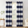 thumbnail image 3 of Navy Blue White Stripes Grommet Top Curtains for Living Room Bedroom Kitchen Window Treatments Home Decoration, 3 of 5