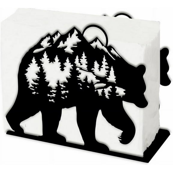 Forests and Bears Napkin Holder for Tables Animal Iron Napkin Holder Openwork Design Napkin Holders Bear Napkin Stand Practical Decoration for Kitchen Countertop Restaurant Making DIY