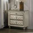 thumbnail image 4 of ACME Lucienne 2-Drawer Velvet Upholstered and Wood Nightstand in Beige, 4 of 4