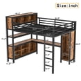 thumbnail image 2 of QZYeYun Heavy Duty Queen Size Metal Loft Bed with L-Shaped Desk, Integrated Wardrobe and Stoults,rage Shelves for Teens & Ad Black, 2 of 9