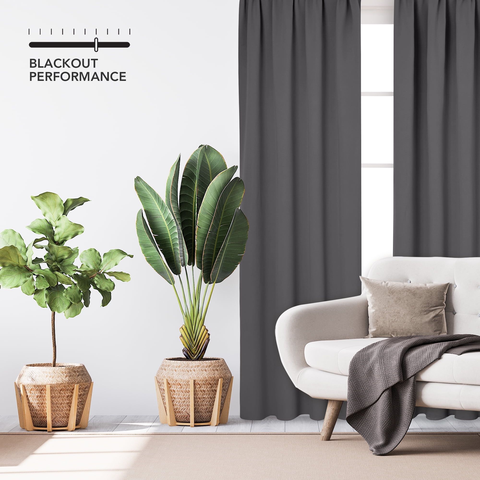 ZOPZO Blackout Curtains 84 inch length Rod Pocket Energy Saving Drapes for Living Room 52 x 84 inch Dark Gray Set of 2