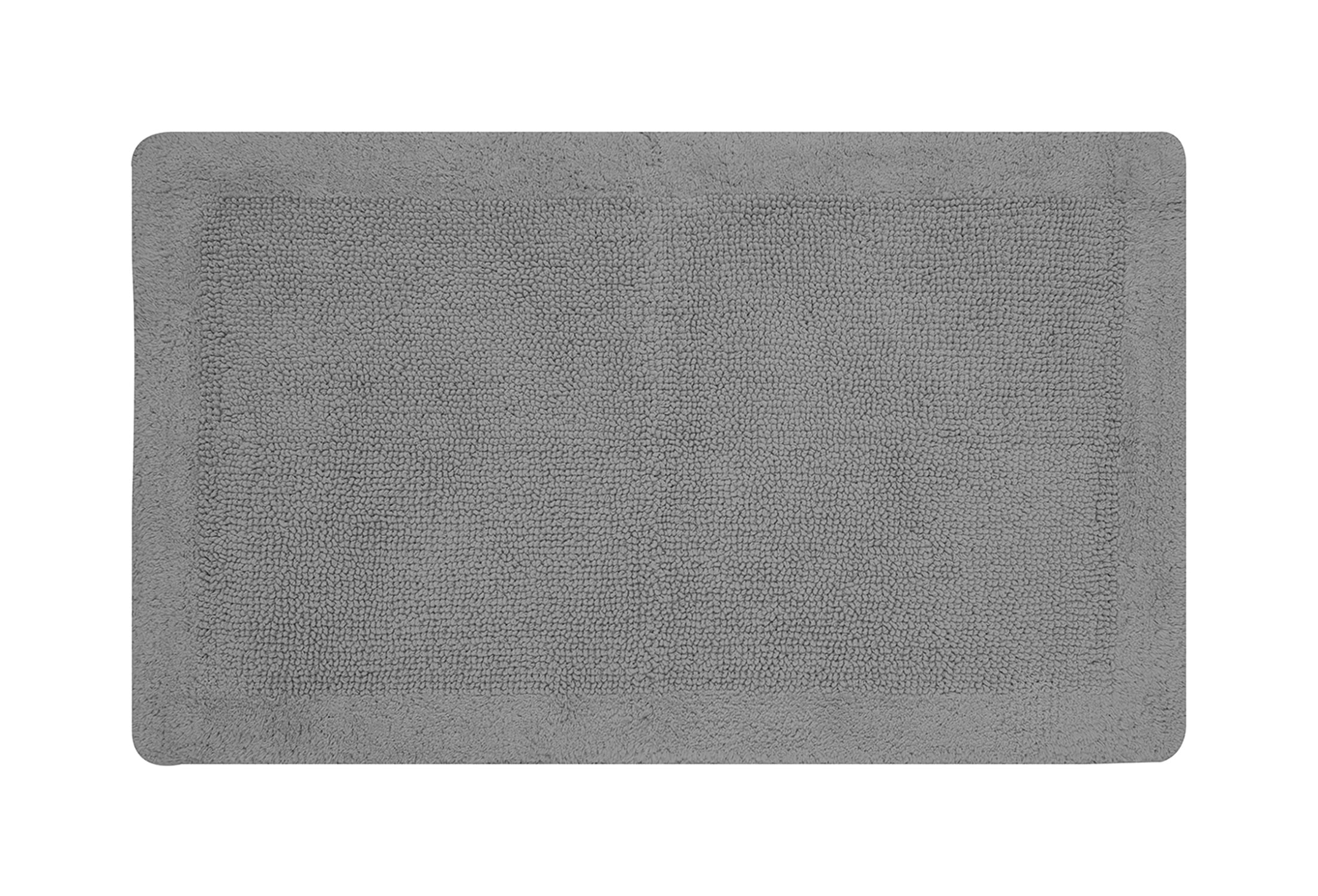 Better Trends 24" x 40" Premium Bathroom Rugs 100% Cotton Soft Reversible Tufted Bath Mat Water Absorbent Bath Rug Ideal for Bathroom Shower and Tub Use (Gray) Edge Collection