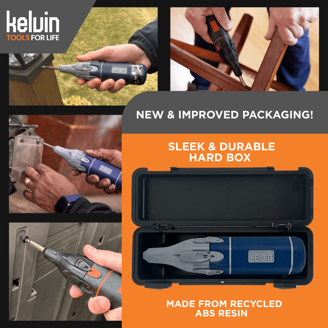 Kelvin Tools Retractor Auto Advance – Automatic Multi-Bit Screwdriver, 6-in-1 Autoloader Tool with Spring-Loaded Lock System, Compact Multitool for Men and Women, Made in North America