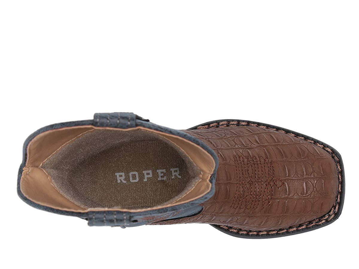 Toddler//Little Kid Brown Faux Caiman Vamp//Blue Shaft 9 Toddler M Roper Kids Boys Adelia