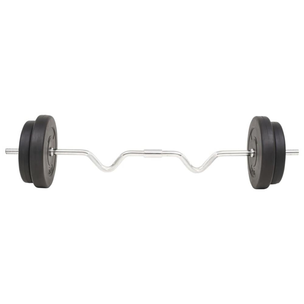 Pemberly Row Versatile 66.1lbs Barbell Set in Black - Star Locks Included