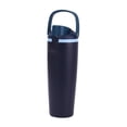 thumbnail image 3 of Botella de agua aislada, taza de viaje con asa ergonómica, botella deportiva reutilizable de acero inoxidable para pesca, senderismo y mochilerismo. Azul marino, 3 of 8