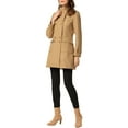 thumbnail image 2 of Unique Bargains Women's Stand Collar Hooded Double Breasted Winter Long Overcoat XS Khaki, 2 of 6
