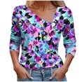 thumbnail image 2 of Molidfa Women’s Relaxed Fit Floral Mix 3/4 Sleeve Blouse, 2 of 5