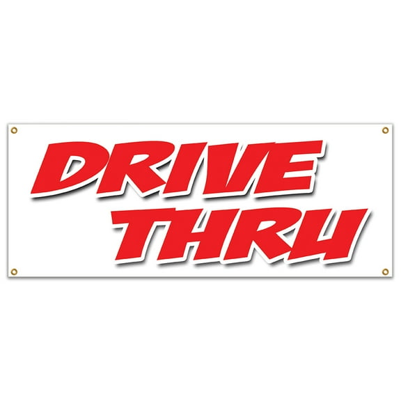 DRIVE-THRU BANNER SIGN restaurant bank beer food ice cream burgers