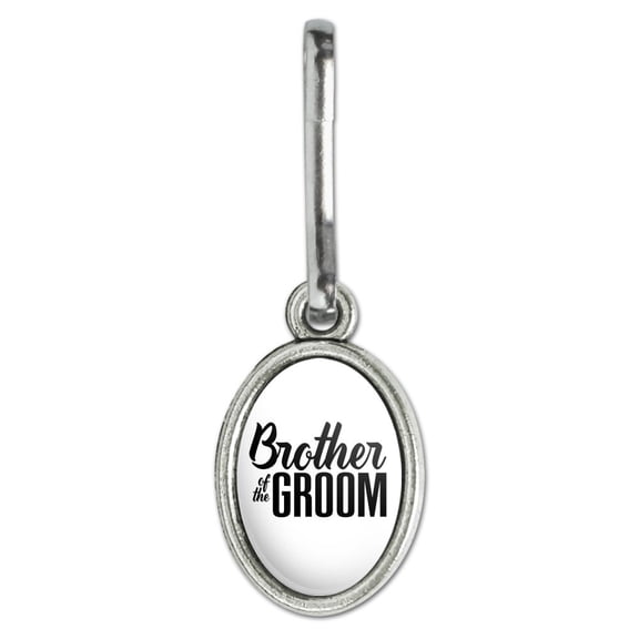 Brother of the Groom Wedding Antiqued Oval Charm Clothes Purse Suitcase Backpack Zipper Pull Aid