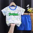 thumbnail image 2 of Ruyang Kids Girls Boys Cotton Lounge Set Short Sleeve Graphic Tee + Elastic Waist Shorts Toddler Loungewear Cute Sleepwear, 2 of 8