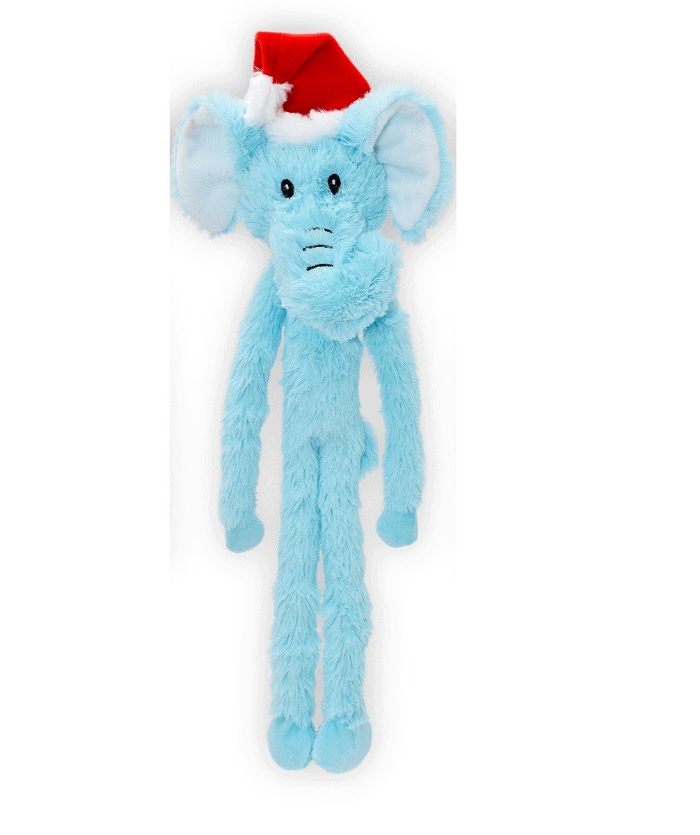 Long Dog Toys Super Cute 18 Inch Swinging Interactive Santa Hat Holiday Animals (Brown Bear)