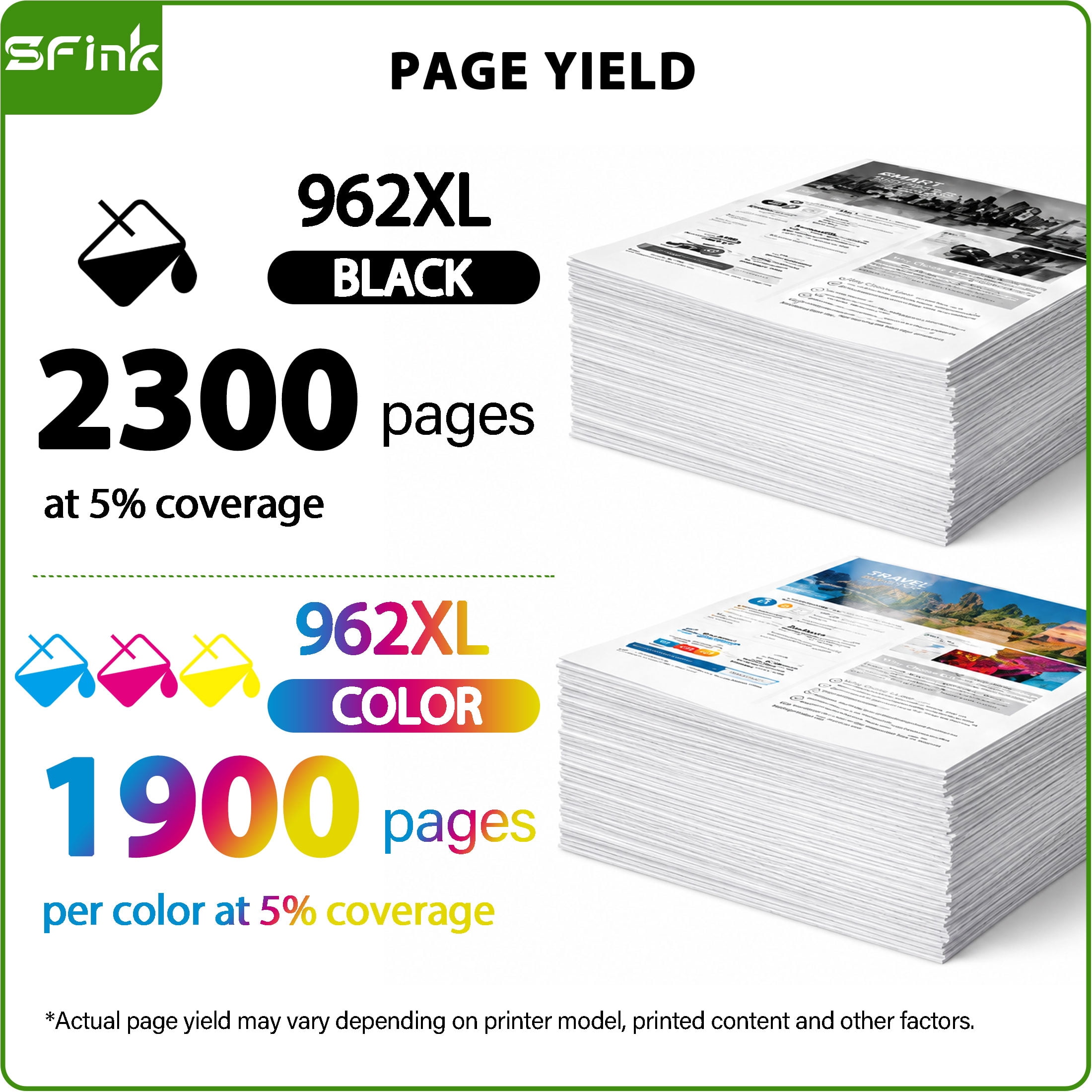 962 XL Ink Cartridges Combo Pack 4 Pack Compatible for HP 962XL Ink 962 Ink Cartridges for OfficeJet Pro 9015e 9010 9025e 9015 9025 9018e 9025e 9020 Printers