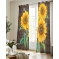 thumbnail image 5 of Sunflower Sheer Curtains 84 Inch Length 2 Panels Set for Living Room/Bedroom, Yellow Summer Botanical Butterfly Wooden Vintage Kitchen Curtains Grommet Semi-Sheer Curtains Window Treatments 52"x84"x2, 5 of 7