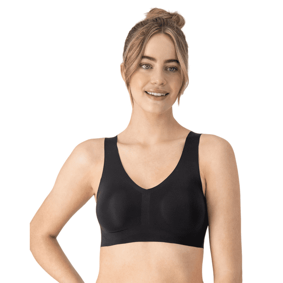 Hanes Womens Invisible Embrace Moisture Wicking Pullover Bralette, M, Black