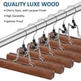 thumbnail image 2 of BagDream 20 Pack Wooden Pants Hangers with Clips, Non Slip Walnut Skirt Hangers Smooth Wood Clamp Hanger ith 360°Swivel Hook for Pants, Jeans, Slacks, 2 of 8