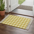 thumbnail image 3 of Bathroom Rug 2'x 3', Yellow Gradient Woven Cotton Washable Rug with Tassels, Farm Plaid Buffalo Checkered Gingham Non Slip Front Door Mat for Entrance, Doorway, Hallway, Laundry Room, 3 of 9