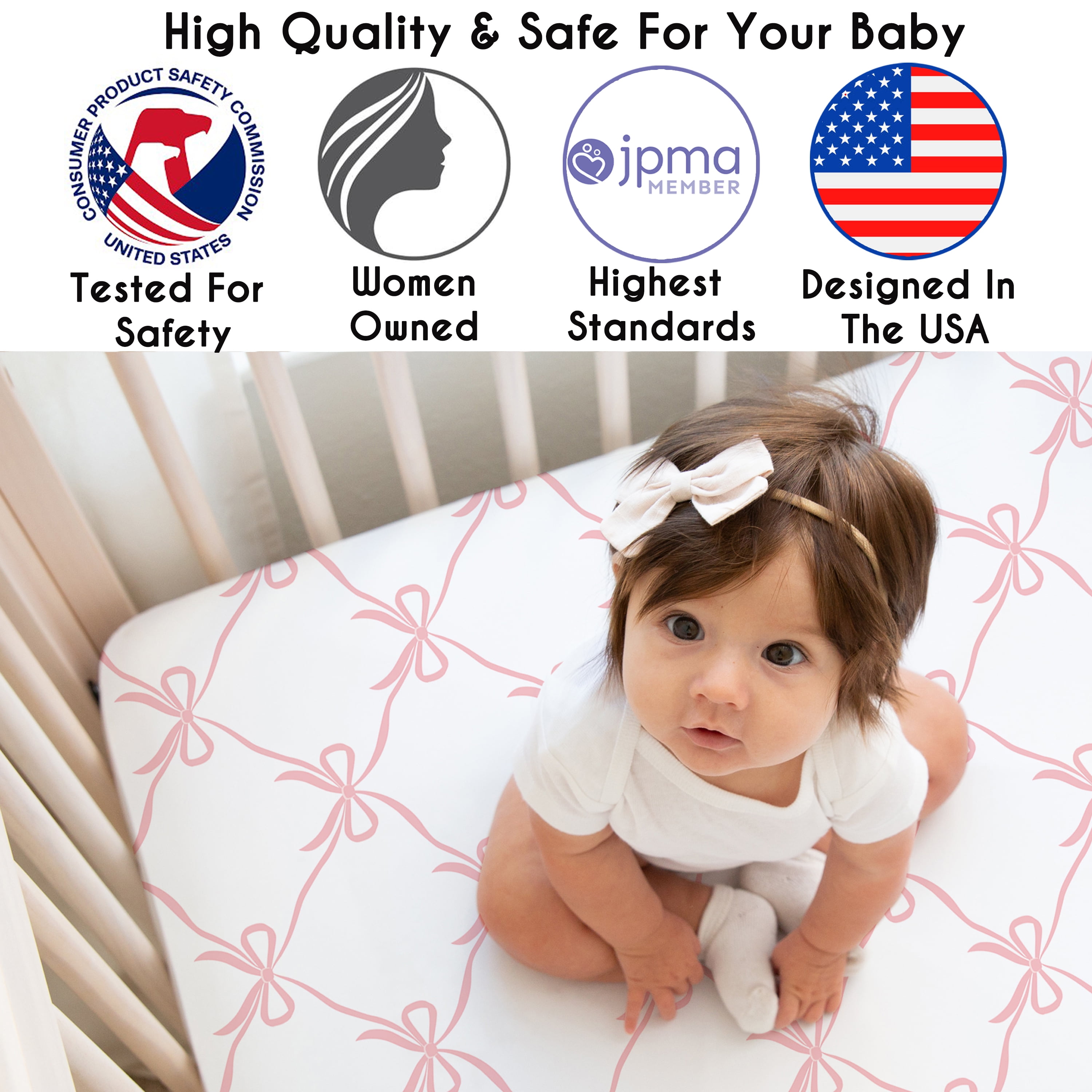 Sweet Jojo Designs Ballerina and Ballet Bows Girl Satin Fitted Crib Sheet