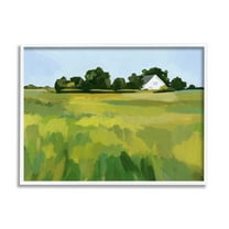 Stupell Countryside Meadow Abstract Painting Landscape Painting White Framed Art Print Wall Art