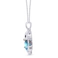 thumbnail image 2 of AFFY Heart Shape Simulated Aquamarine Love Heart Cute Pig Pendant Necklace 14k White Gold Over Sterling Silver with 18" Chain, 2 of 5