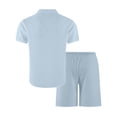 thumbnail image 6 of Hinvhai Men's 2 Piece Short Set Cuban Guayabera Shirts Short Sleeve Casual Beach Outfits Set Light Blue XXL(XXL), 6 of 8