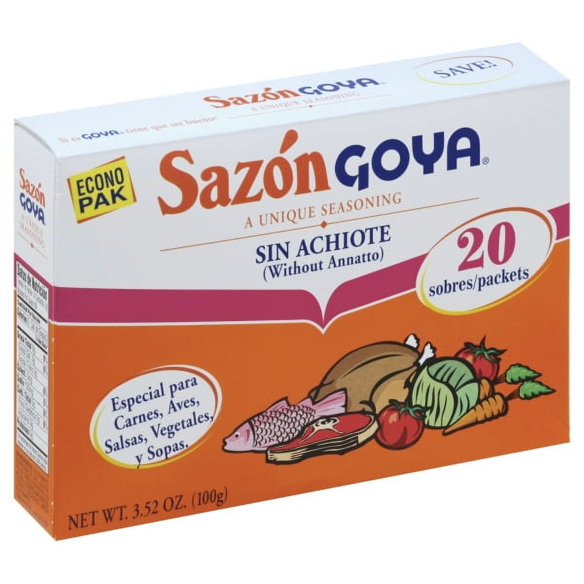 (3 pack) Goya Sazon Seasoning Without Annatto, 3.52 oz