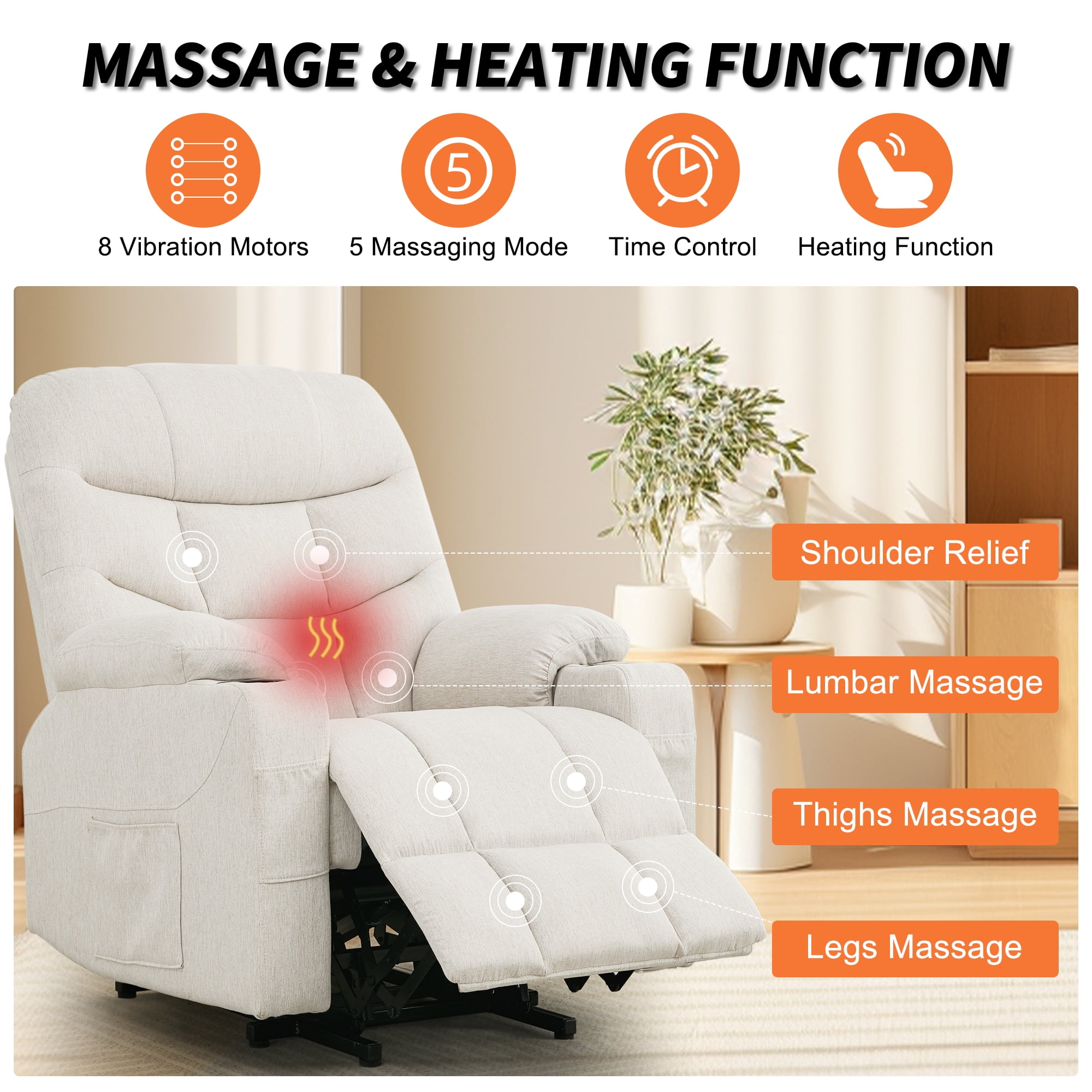 Korser Power Lift Recliner Chair for Elderly with Massage for Living Room,Beige