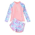 thumbnail image 1 of Hiiyo Girls Long Sleeve Zipper Rash Guard & Shorts Surfing Suit UPF 50+ 3-Piece Swimsuit, 1 of 7