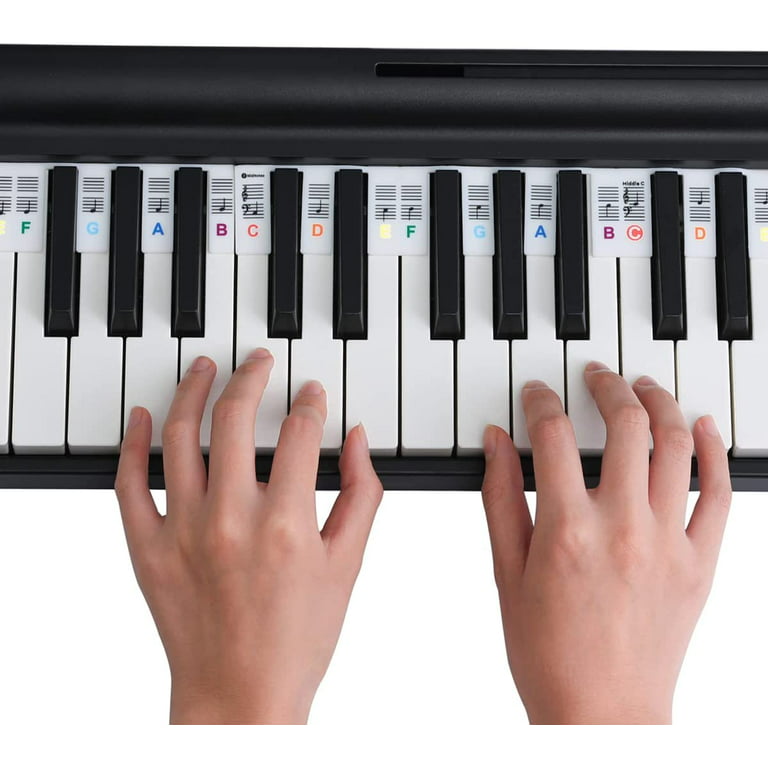 Klzo Silicone Piano Keyboard Stickers - 88 Keys Full-Size 61 Keys Piano  Letter Stickers Piano Key Labels Removable Notes Guide for Beginners  Overlay (Colorful) 