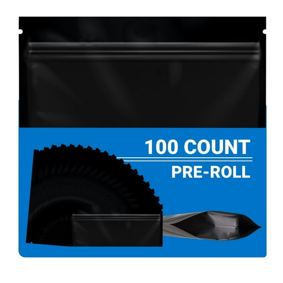 Loud Lock Mylar Bags 100 Count 2.27"x 6" All Black - Resealable Food Storage Mylar Bags